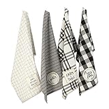 DII Home Sweet Farmhouse Kitchen Collection, Dishtowel Set, 18x28, Black, 4 Count