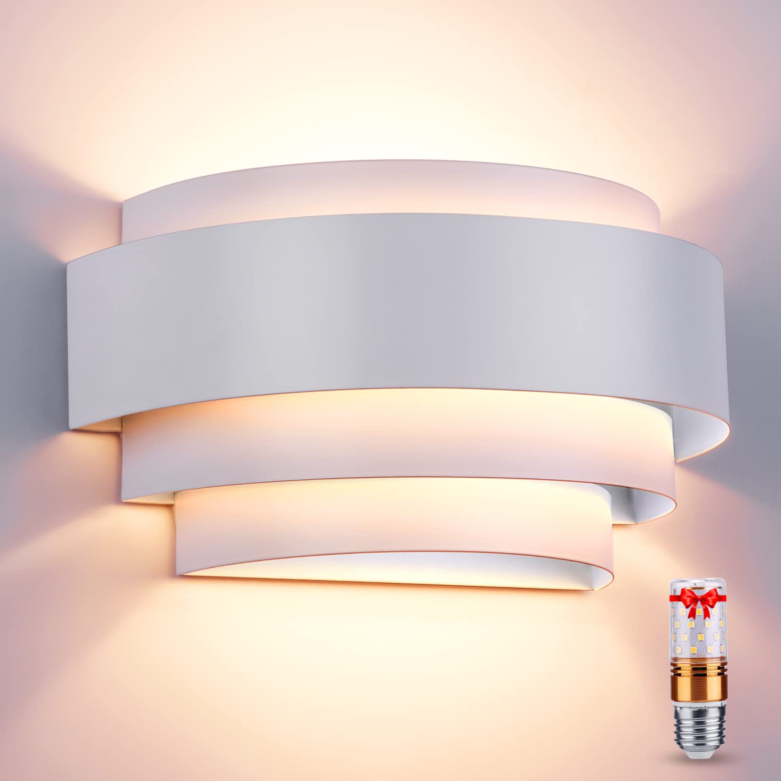 Viitech Moderno Lampara de Pared LED, E27 Metal Moderno Aplique Pared Interior Con Efecto de Haz Arriba y Abajo, Lámpara de Pared Exteriores Interiores para Salón Escaleras Pasillo Dormitorio