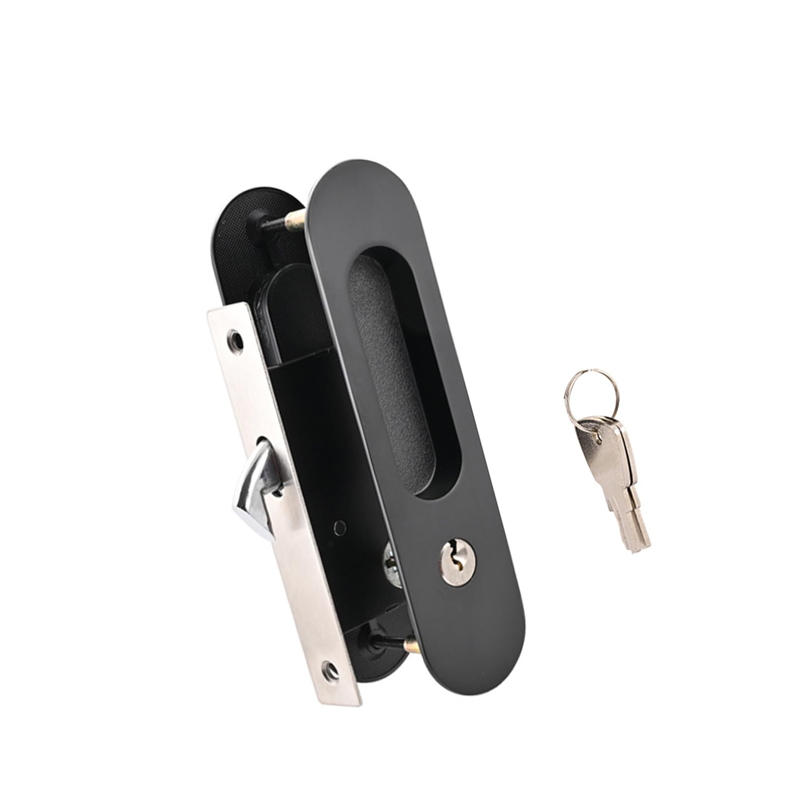 Xjdzineq Duty Rust-Resistant Zinc Alloys Barn Door Bolt Ergonomic Handle Secure Keyed Entry for Home Privacy Keyed Entry Interior Barn