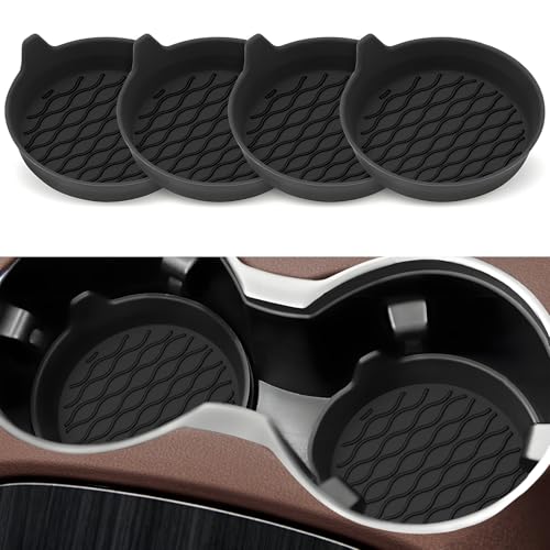 4 posavasos de coche antideslizantes de 2.75 pulgadas, portavasos de silicona para automóvil, tapete universal empotrado, accesorios para el interior del coche para mujeres y hombres (negro)