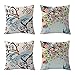 Poszewki na poduszki 55 x 55, 4 sztuki dwustronnych poszewek na poduszki z nadrukiem, miękka bawełniana lniana poszewka na poduszkę, dekoracyjne akcesoria do domu, na sofę, łóżko, kanapę, poduszki paw D4087