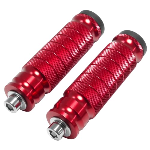 Universal 8mm Foot Pegs CNC Aluminum Install Bolts Motorcycle Rearsets Footrest Footpegs Compatible With YAMAHA Honda Suzuki Kawasaki Ducati Aprilia (Red)