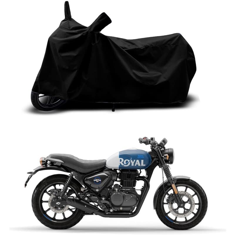 Image of 100% Scratchproof /UV-Rays /Heat Protection /Birds Dropping /Water Resistant /Dust Proof /Waterproof /Full Bike Scooty Two Wheeler Body Cover Compatible for Hunter 350 All Varients[Black]