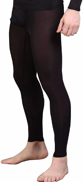 iEFiEL Mens Ice Silk Bulge Support Sleep Bottom Loungewear Pants Home Meditation Tights