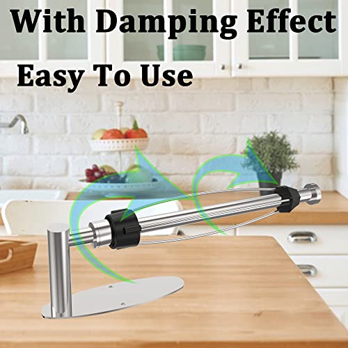 Image of Paper Towel Holder Under Cabinet Brushed Nickel Wall Mount Paper Towel Holders Under Counter Hanging Paper Towel Rack Self-Adhesive Or Drilled with Damping Stainless Steel for Kitchen Bathroom Rv
