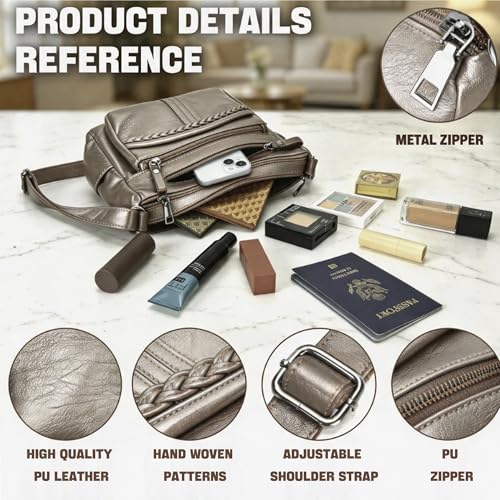 Image of ELDA Purses for Women Pocketbooks Soft PU Leather Ladies Crossbody Purse Multi Pocket Shoulder Bag