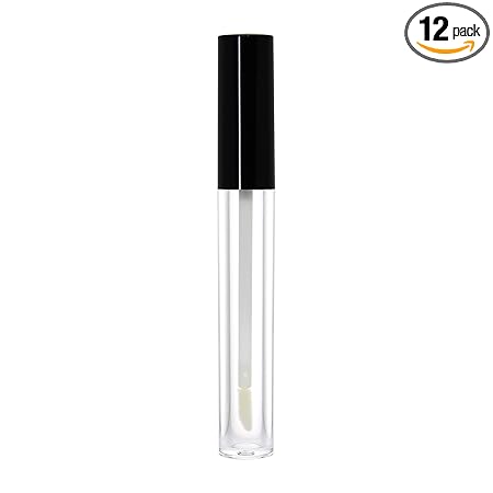 nsb herbals Empty Clear/Transparent 5 ML Round Premium Acrylic Empty Lip Gloss, Lip Care, Cosmetic, Mascara, Liquid Eye Shadow, Lip Containers Tubes, Refillable Bottle With Plug (Pack of 12)