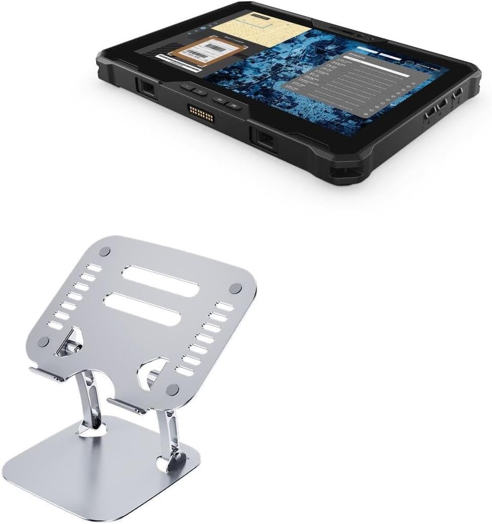 BoxWave Stand and Mount Compatible with Dell Latitude 7030 (10.1 in) - Executive VersaView Laptop Stand, Ergonomic Adjustable Viewing Angle Metallic Riser - Metallic Silver