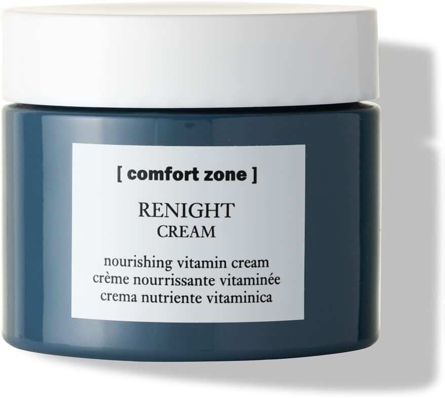 [ comfort zone ] Renight Cream Complete Silicone-Free Restorative Night Cream for All Skin Types with Hyaluronic Acid Vitamin E, Floral and Softly Woody, 2.09 Fl Oz