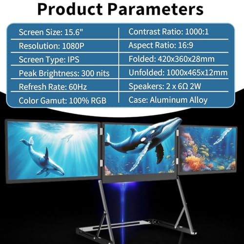 Image of Laptop Screen Extender Monitor 15.6 inch IPS FHD 1080P Dual Screen Laptop Monitor Extender Portable Monitor USB-C HDMI for 12 inch-15 inch Laptops,with Wins Mac Gaming Work