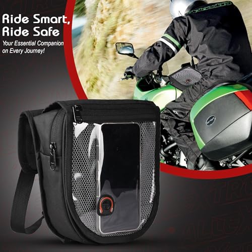 Image of Allextreme Universal Bike Tank Bag Pouch (Non Magnetic) with Water Proof Rain Cover & Straps to use as Sling Pouch Bike Riding Accessory for All Motorcycles (2.5Ltr, Black, 1 Pc)