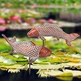 Outdoor Statues Garden Koi Fish Decor, 2pcs Antique Copper Koi Fish Sculpture for Pond Lawn Patio Porch Yard Decor Home House Ornaments, Birthday Gardening Gifts for Grandma Women