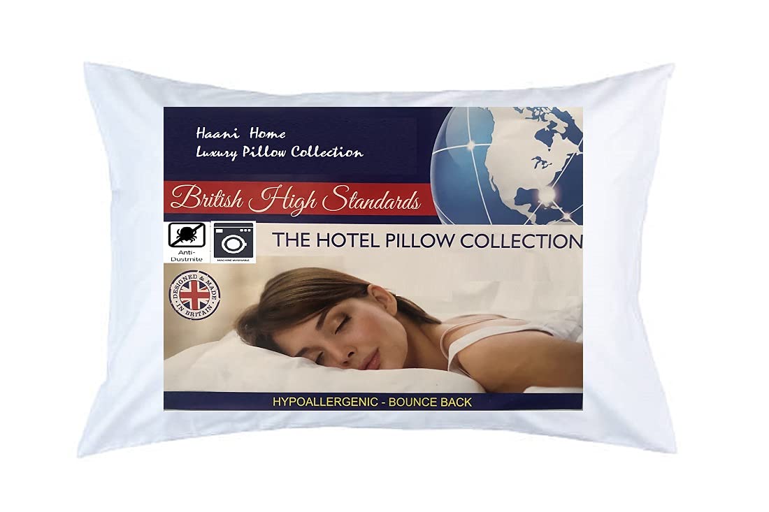Haani Ultra Bounce Hollow Fibre White Standard Size Antiallergenic Pillows (50 x 75 cm),Pack of 2 & Pack of 4 (Pack of 2 Sqare Strip)