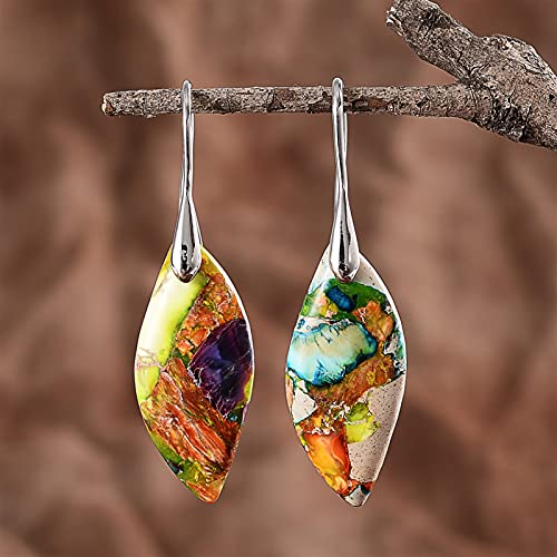 Boucles d'oreilles pendentifs pierres de couleur de style bohémien chic