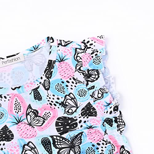 Image of Perfashion Girls Flutter /Long Sleeve Cotton T-Shirts Side Drawstring Tunic Blouse Round Neck Casual Tops for 4-13Years