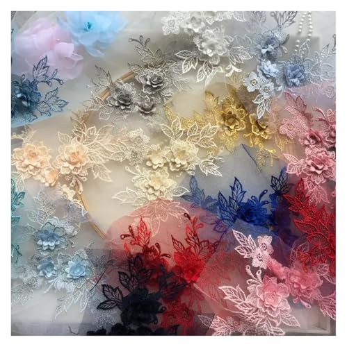 Dentelle 3D brodée blanche pour réparer un vêtement avec ce patch de 15x19cm