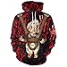 WBYFDC Unisex męska Halloween cyfrowy nadruk bluza 3D zabawna bluza z kapturem kobiety Harajuku sweter z kapturem wiosna jesień długi rękaw codzienny dres, A3, XL