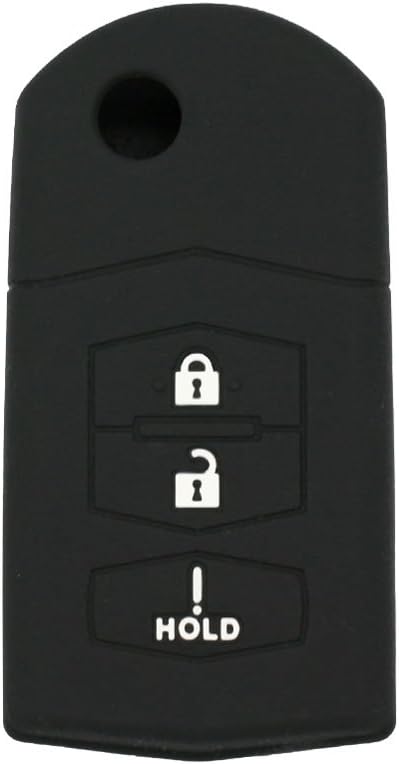 Silicone Cover Protector Case Holder Skin Jacket Compatible with MAZDA 3 Button Flip Remote Key Fob CV2532 Black