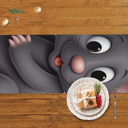 Chemin de table en lin gris déco table mariage automne 35x152