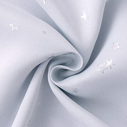 Image of BGment Kids Room Curtains for Bedroom - Grommet Thermal Insulated Silver Star Print Room Darkening Curtains for Living Room, Set of 2 Panels, 38 x 45 Inch, Greyish White