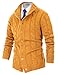 PJ PAUL JONES Men's Cardigan Sweaters Stand Collar Long Sleeve Cable Knit Button Down Sweater,Yellow XX-Large