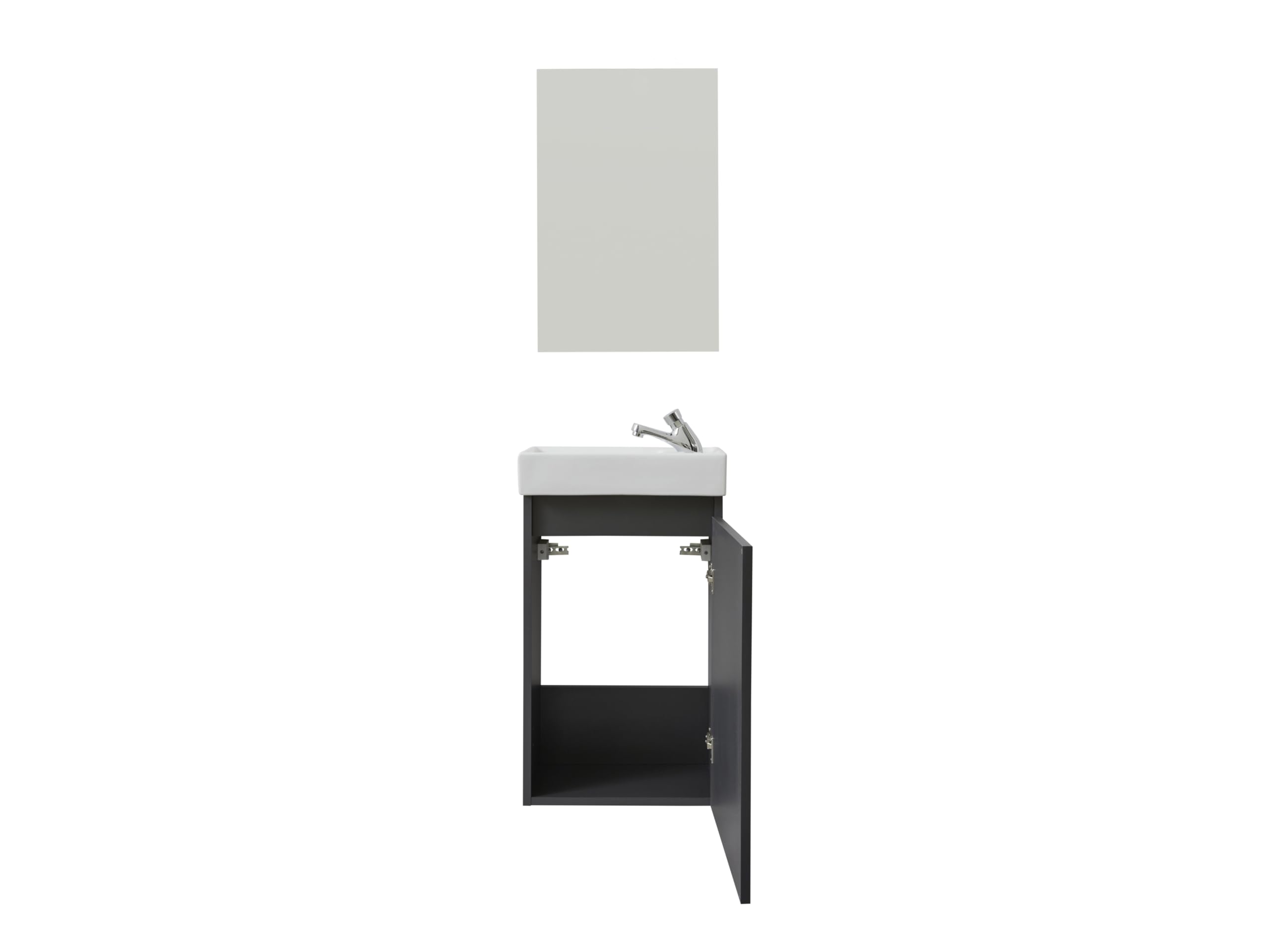 trendteam smart living - Champ - kompaktes Badmöbel-Set (WBU + Waschbecken + Spiegel) - Grau - (BxHxT) 40 x 60 x 21/39 x 60 x 2 cm - Kratzfest