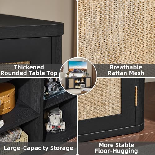 LEYAOYAO Rattan TV Stands for Living Room, Black - image 6
