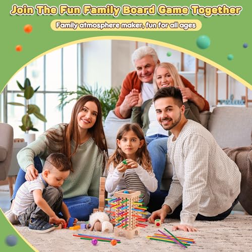 Montessori Game Wooden Board Game, 42 Colorful Wooden Sticks Dice Game Math Educational Toys for 3 4 5 6 Years Old, Fine Motor Skills Toys & Counting Toy Family Game Travel Toys Gifts for Kids - Image 7