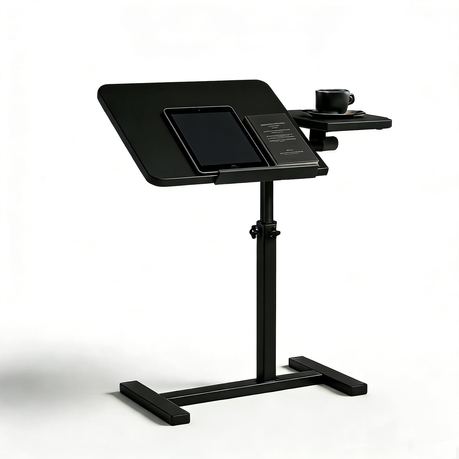 Tavolino Servitore Letto,Tavolo Per Letto Regolabile Con Ruote Nascoste, 60x40 Cm, Adatto Per Scrivania, Divano o Letto, Supporto Per Laptop Con Altezza e Angolo Regolabili, nero