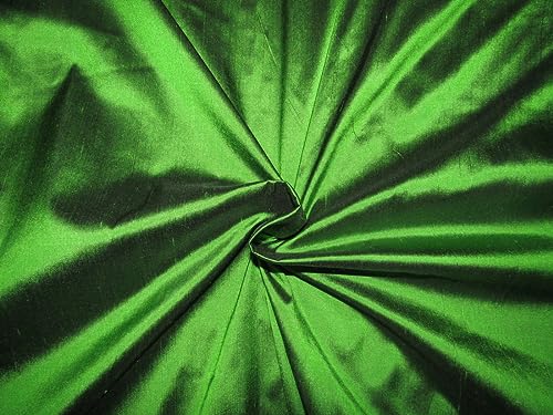 Soie Dupion pure verte et noire 137,2 cm de large pour confection haute couture DUP305