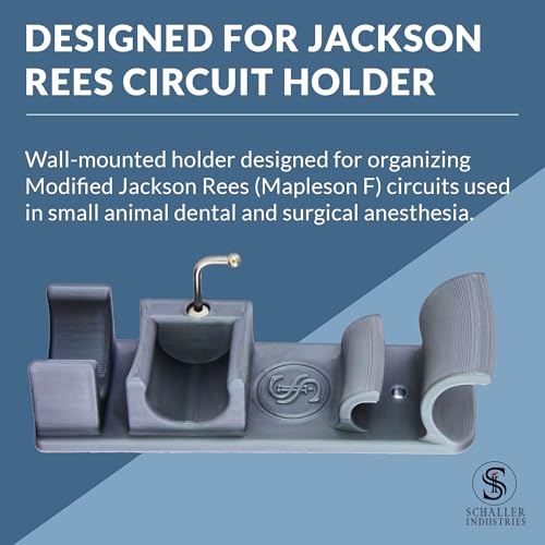 Image of S I Veterinary Modified Jackson Rees Circuit Wall Holder - Mapleson F Non-Rebreathing Circuit Storage, Coiled Hose Management, Damage-Free Command Strip Mount, For Veterinary Use Only (Silver)