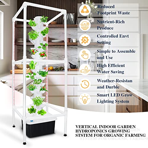 Tower Garden Hydroponics Growing System,Indoor Vertical Garden 2.0 With Double Layer 8 Sections Led Timed Grow Light,5 Pcs Nursery Germination Kit Including 2Pcs Smart Plug,Water Level,Pouring Funnel #TOP2