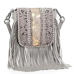 E4-floral Tooled With Hair-on Cowhide-tan
