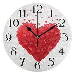 Styrofoam Heart Wall Clock 9 . 5 Inch Non Ticking Silent Clocks Red Hearts Round Bathroom Clock