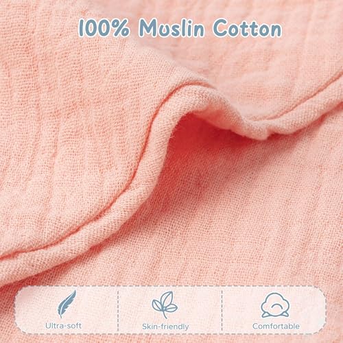 Image of ZIGJOY Baby Lovey Muslin Cotton Baby Security Blanket Soft Breathable Lovies for Babies Gifts for Newborn Infant Toddler Boys and Girls, Swan Pink