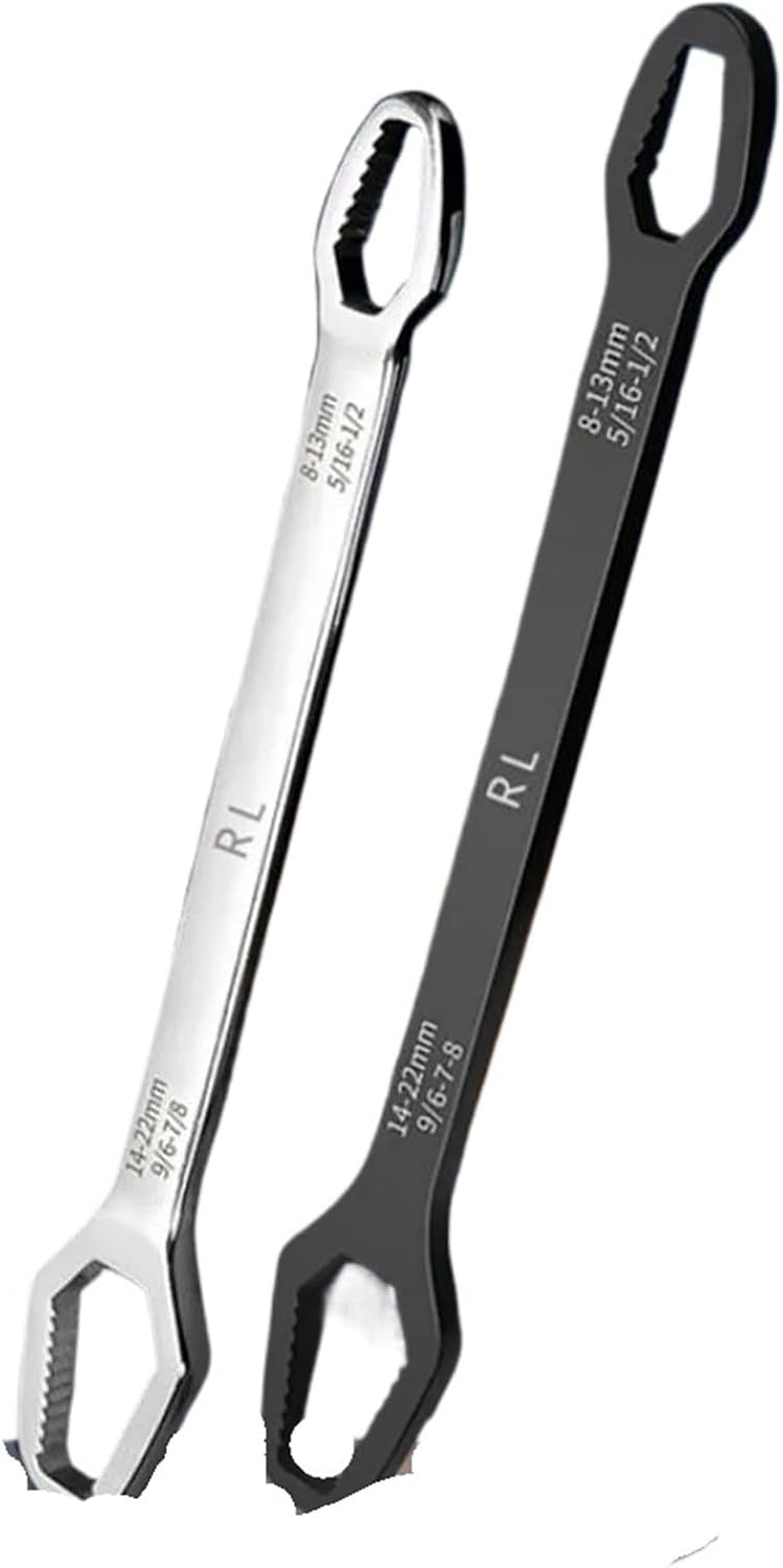 Multifunctional Torx Key Wrench 8-20mm,Universal Self-tightening Socket Ratchet Spanner 5/16-7/8 Inch,Narrow Range Wrench(Silvery 1Pc)