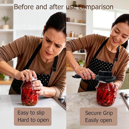 4-in-1 Jar Opener, Adjustable Jar Opener for Seniors, Kitchen Tool Designed Specifically for Seniors and Those with Limited Physical Strength, Suitable For Beer, Salad Dressing, Jar (5-1-Black) — view 3