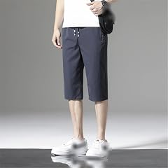 Elastic Drawcord Waist Shorts Quick Drying Sports Mens Ice Silk Pants