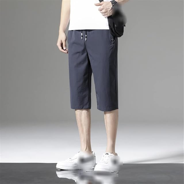 Elastic Drawcord Waist Shorts Quick Drying Sports Mens Ice Silk Pants