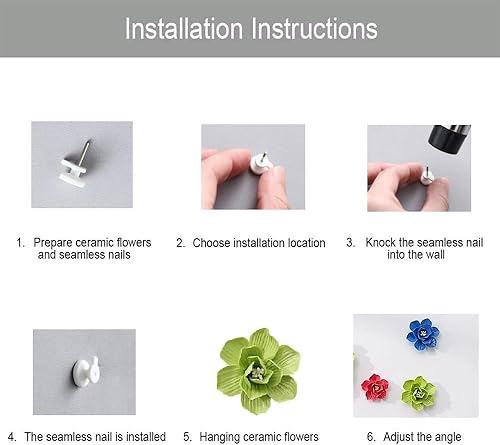 Miniatura 6 de AMERRY Decoración de flores de cerámica para pared, arte de pared 3D artificial, arte de pared 3D hecho a mano, escultura colgante, decoración de