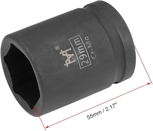 Miniatura 29 de uxcell 3/4 pulgadas de accionamiento por 1.417 in de zócalo de impacto poco profundo, acero de aleación Cr-Mo, 6 puntos, métrico