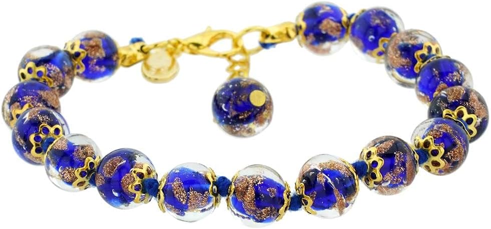 Glass of Venice Murano Bracelet - Italian Blue Sommerso Sparkling Beads Handmade Blown Glass for Women - Image 2