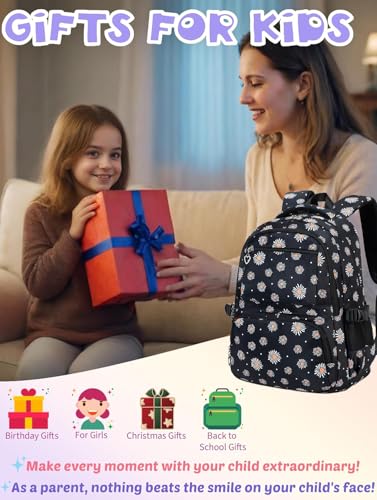 Joyfulife 2Pcs Daisy Backpack with Lunch Box Kids Backpack for Girls School Bags for Elementary Primary Middle School Students - image 7