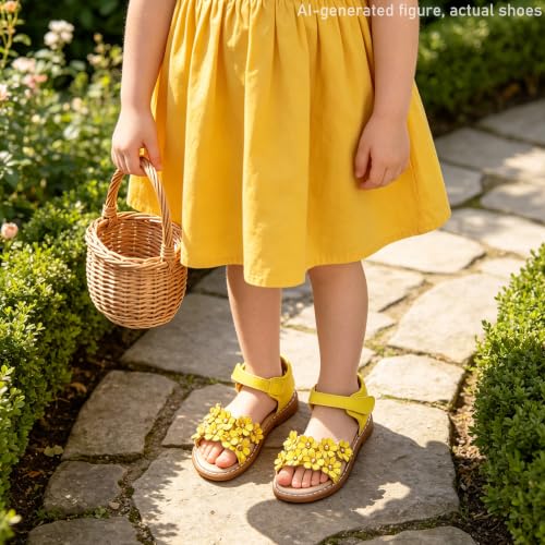 Image of Flaryzone Girls Sandals Open Toe Summer Flats Dress Sandals Shoes Toddler /Little Kid