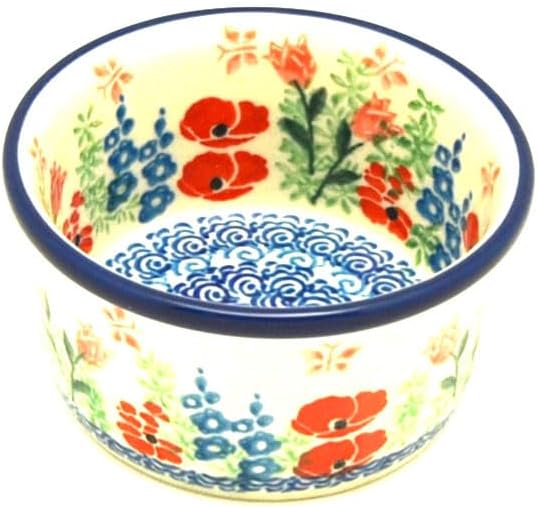 Polish Pottery Ramekin - Whimsical Garden