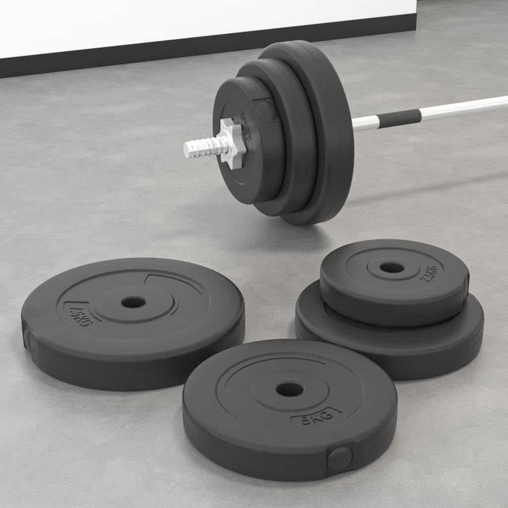 2 discos de peso de 10 kg, 26,5 mm, orificio para barra de pesas, entrenamiento de fuerza, fitness, color negro