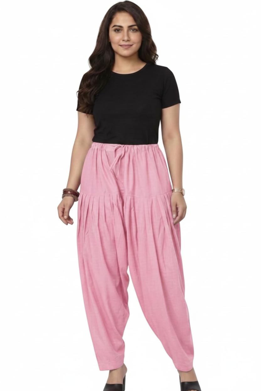 white tulips Patiala Salwar for Women, Full Length, Mid Rise, Pleated Design | Women Patiala Salwar | Cotton Patiala Pants for Women & Girls |-picture-10