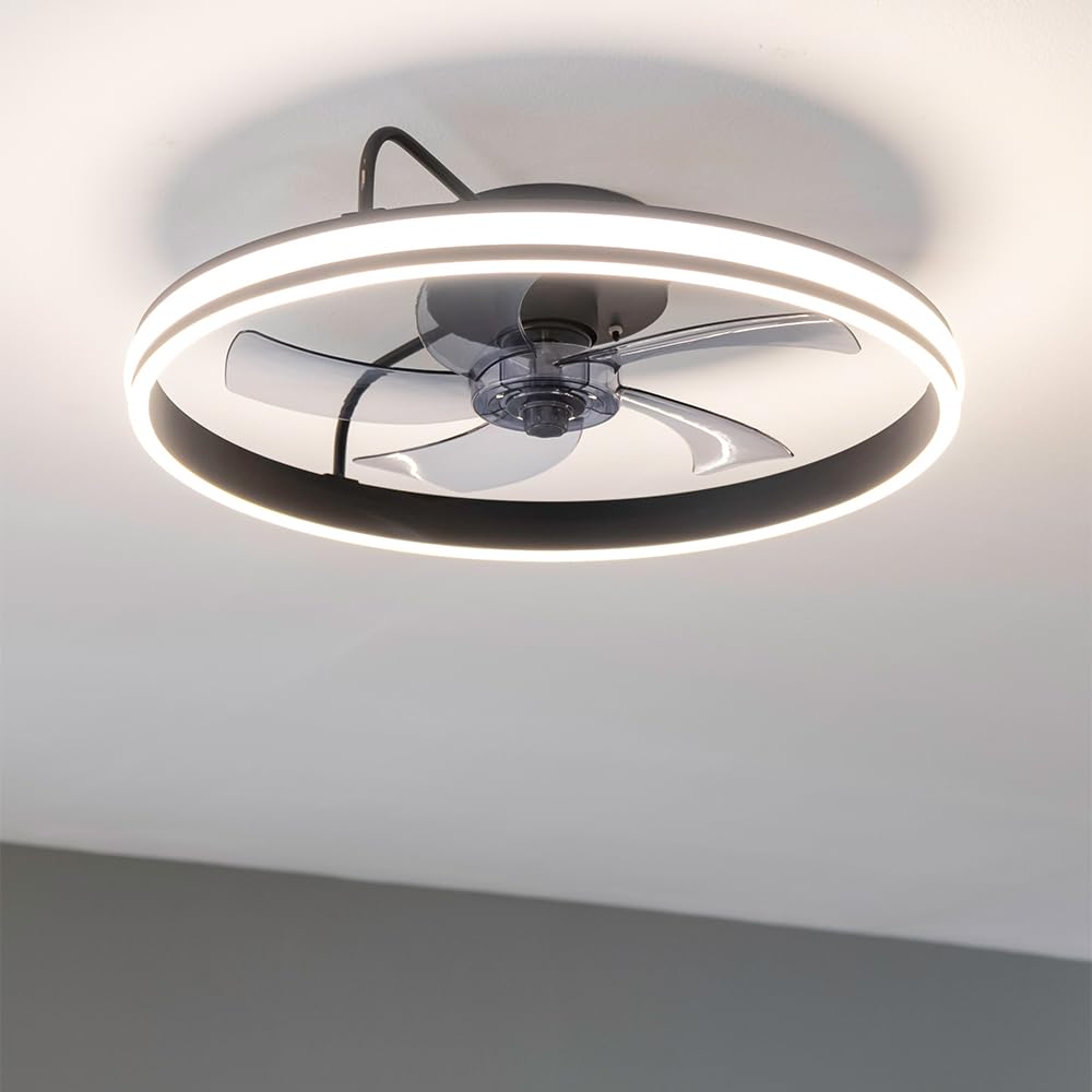 Cecotec Ventilatore da Soffitto con Luce EnergySilence LampAero 650 FlowLight. Luce Anulare a LED, 20 W, Diametro 55 cm, Telecomando, Timer Fino a 8 Ore, 3 Velocità, 5 Pale, Estate/Inverno