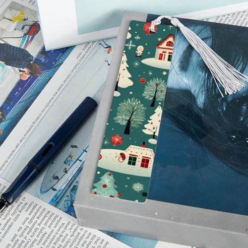 Marque-pages sapins de Noël avec pompons : lot de 6 pour vos lectures