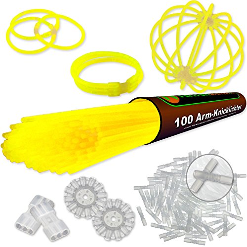 100 Palito luminoso flexible amarillo. Conjunto con 202 piezas Productos con calidad de calidad de fábrica! Producido bajo su propio sello. Probado por el Hansecontrol!